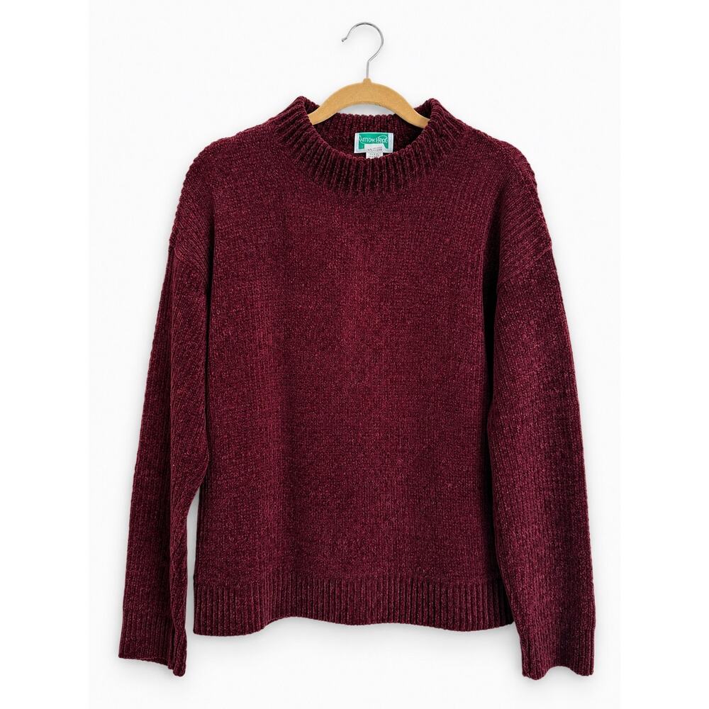 Vintage Willow Ridge Burgundy Chenille Sweater Crew Neck USA Womens Large